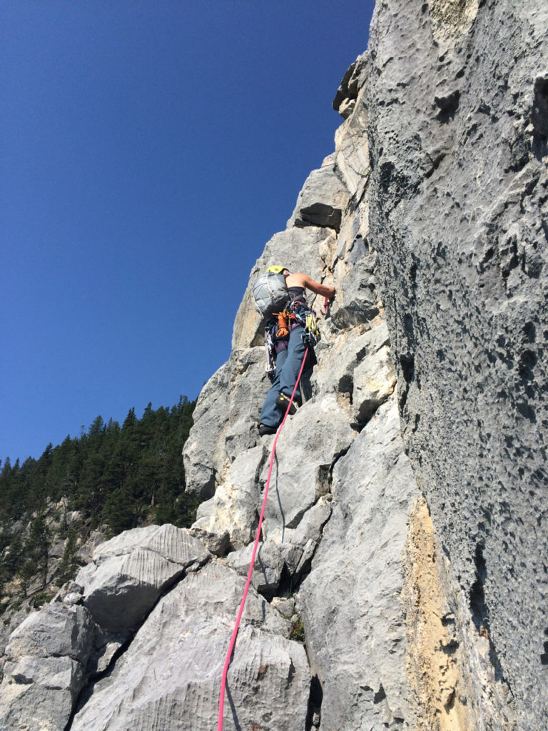 Great trad climbing on Mother's Day Buttress on Cascade Mountain