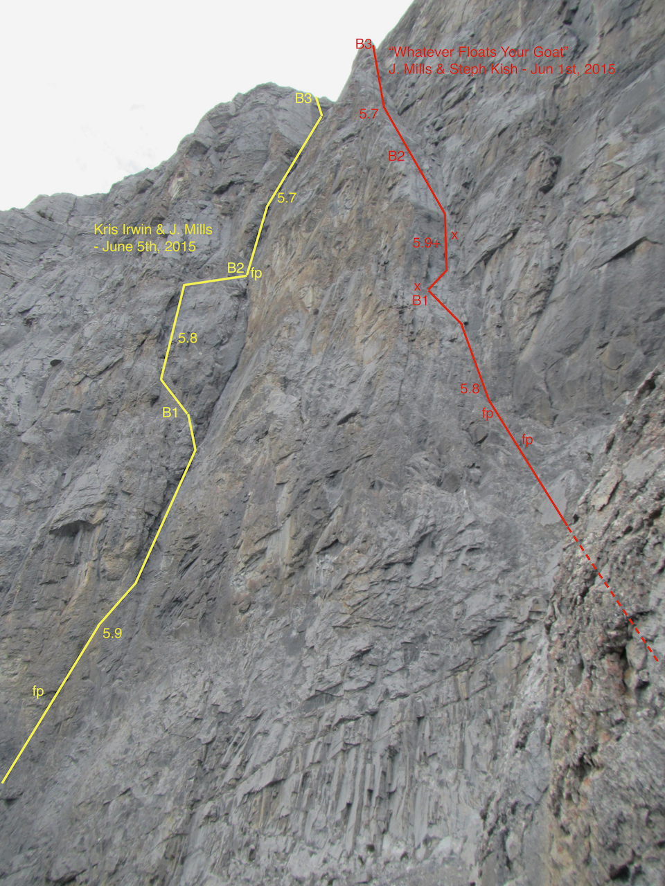 Upper half of Ha Ling climbing routes