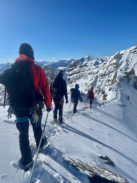 Learning alpine climbing skills in the Canadian Rockies.