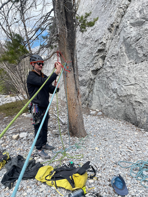 Practicing multipitch ropework skills in Kananaskis